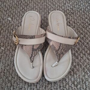 Cole Haan Sandals Women's 7.5 White Leather Nike Air Snakeskin Summer Comfy